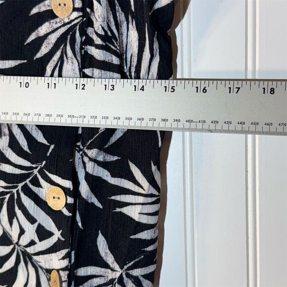 A. Byer Black Palm Print Button Crop Top L Coastal Cowgirl, Boho Y2K, Resort - Picture 6 of 10